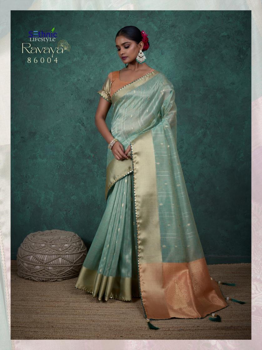 sethnic lifestyle present ravaya party wear linen blend woven sareesethnic lifestyle present ravaya party wear linen blend woven saree