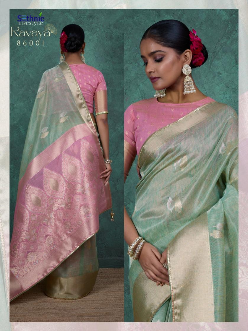 sethnic lifestyle present ravaya party wear linen blend woven sareesethnic lifestyle present ravaya party wear linen blend woven saree