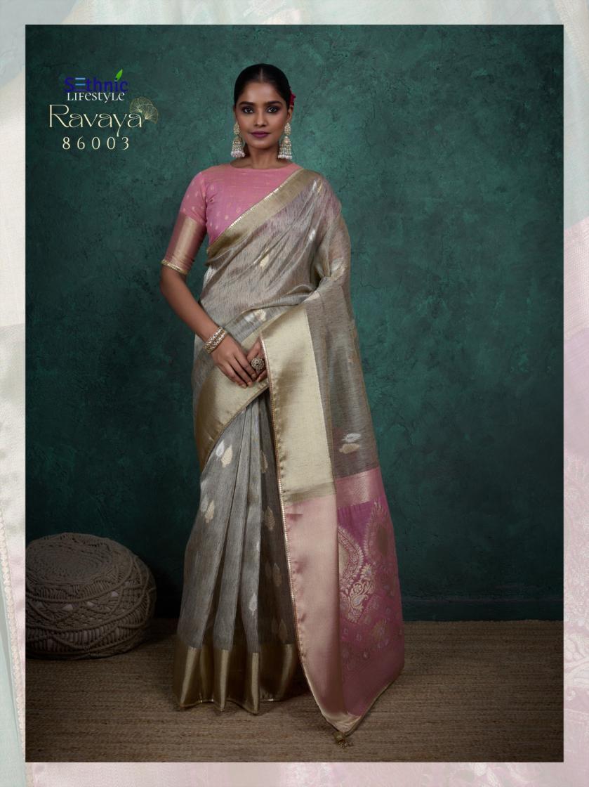 sethnic lifestyle present ravaya party wear linen blend woven sareesethnic lifestyle present ravaya party wear linen blend woven saree