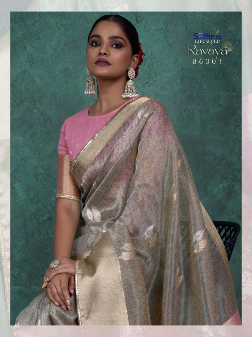 sethnic lifestyle present ravaya party wear linen blend woven sareesethnic lifestyle present ravaya party wear linen blend woven saree
