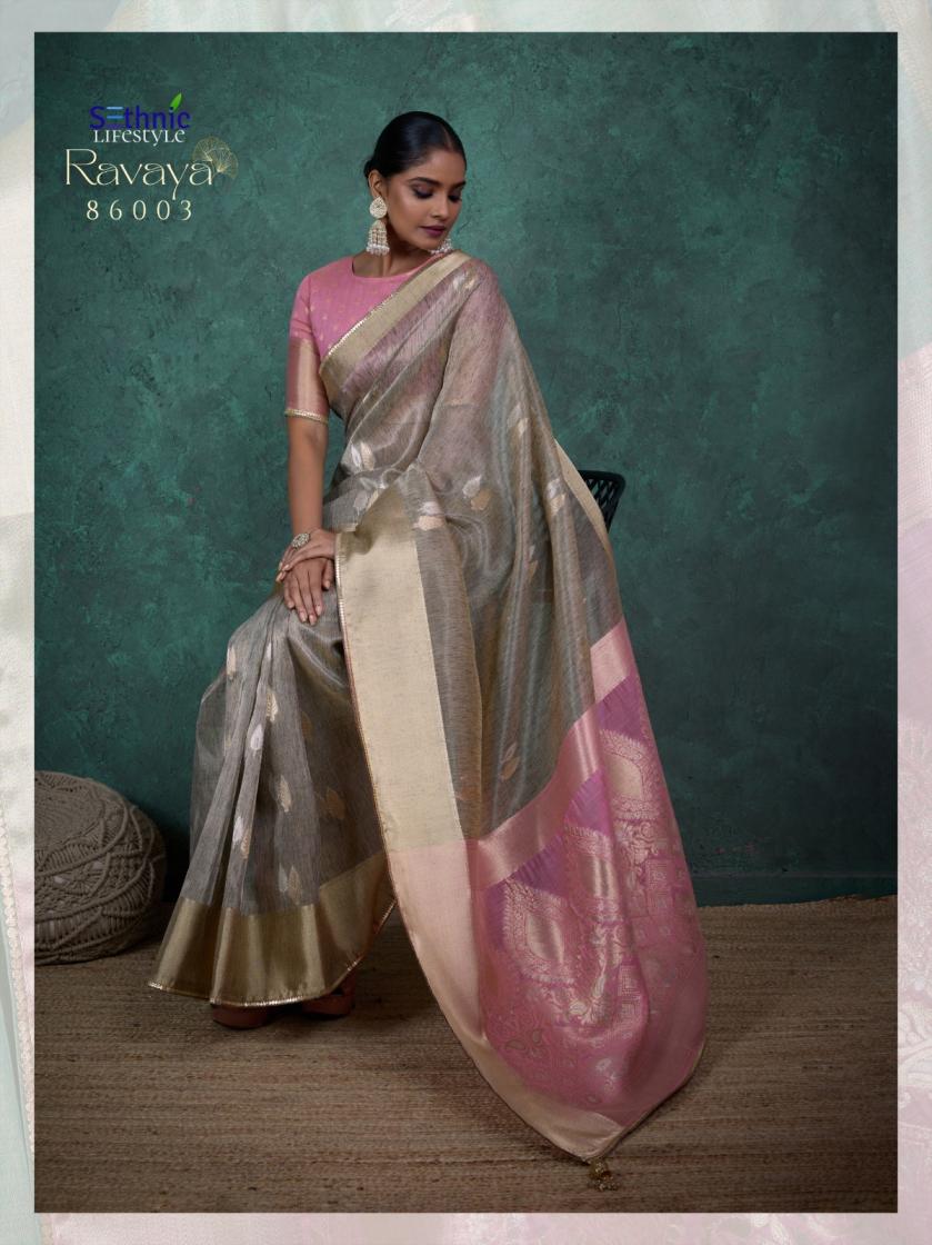 sethnic lifestyle present ravaya party wear linen blend woven sareesethnic lifestyle present ravaya party wear linen blend woven saree