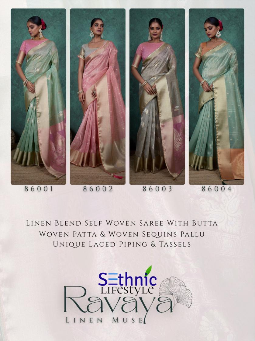 sethnic lifestyle present ravaya party wear linen blend woven sareesethnic lifestyle present ravaya party wear linen blend woven saree