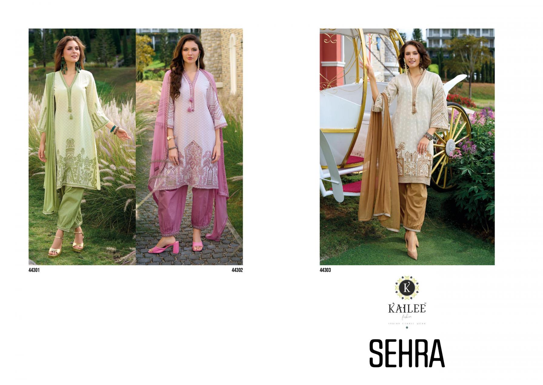 kailee fashion sehra cotton full stitch party wear suits for women