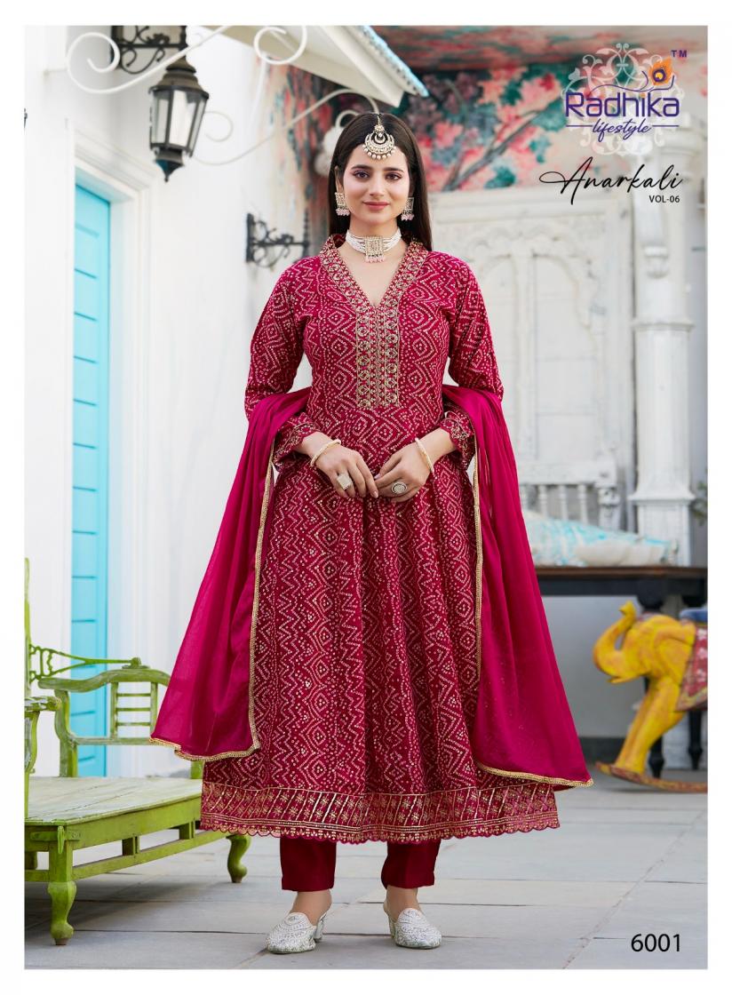 radhika lifestyle launch anarkali vol 6 rayon printed anarkali suit big size available