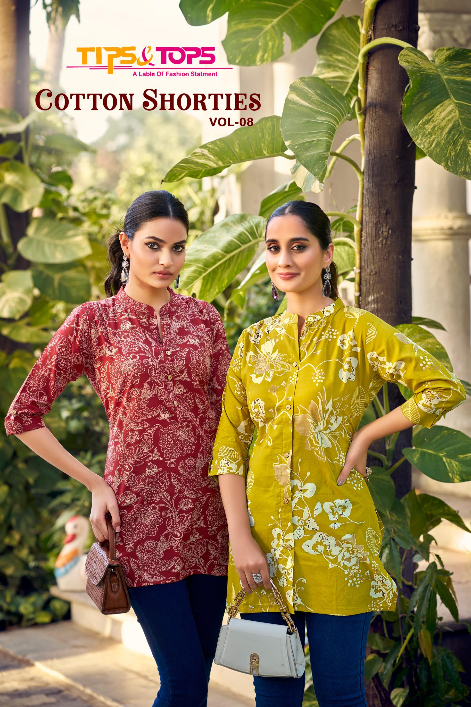 tips And tops launch cotton shorties vol 8 foil printed cotton short kurti