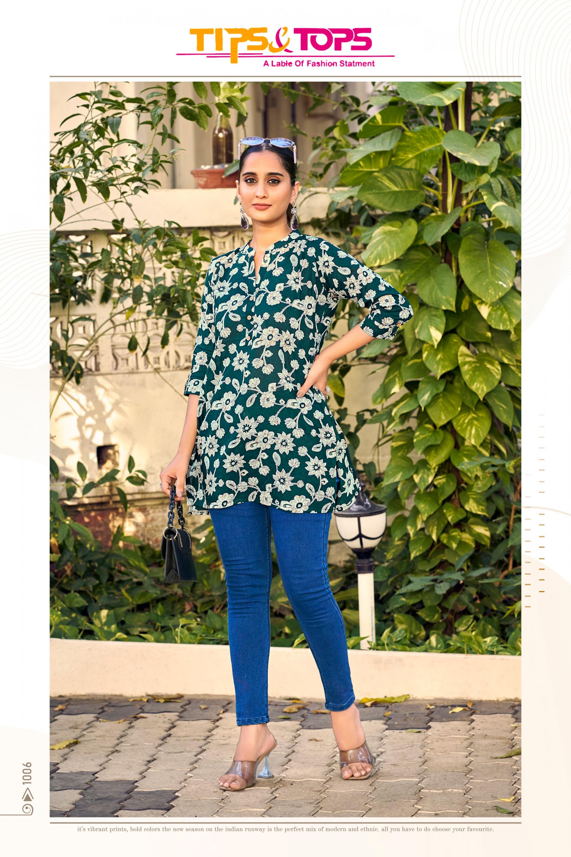 tips And tops launch cotton shorties vol 8 foil printed cotton short kurti