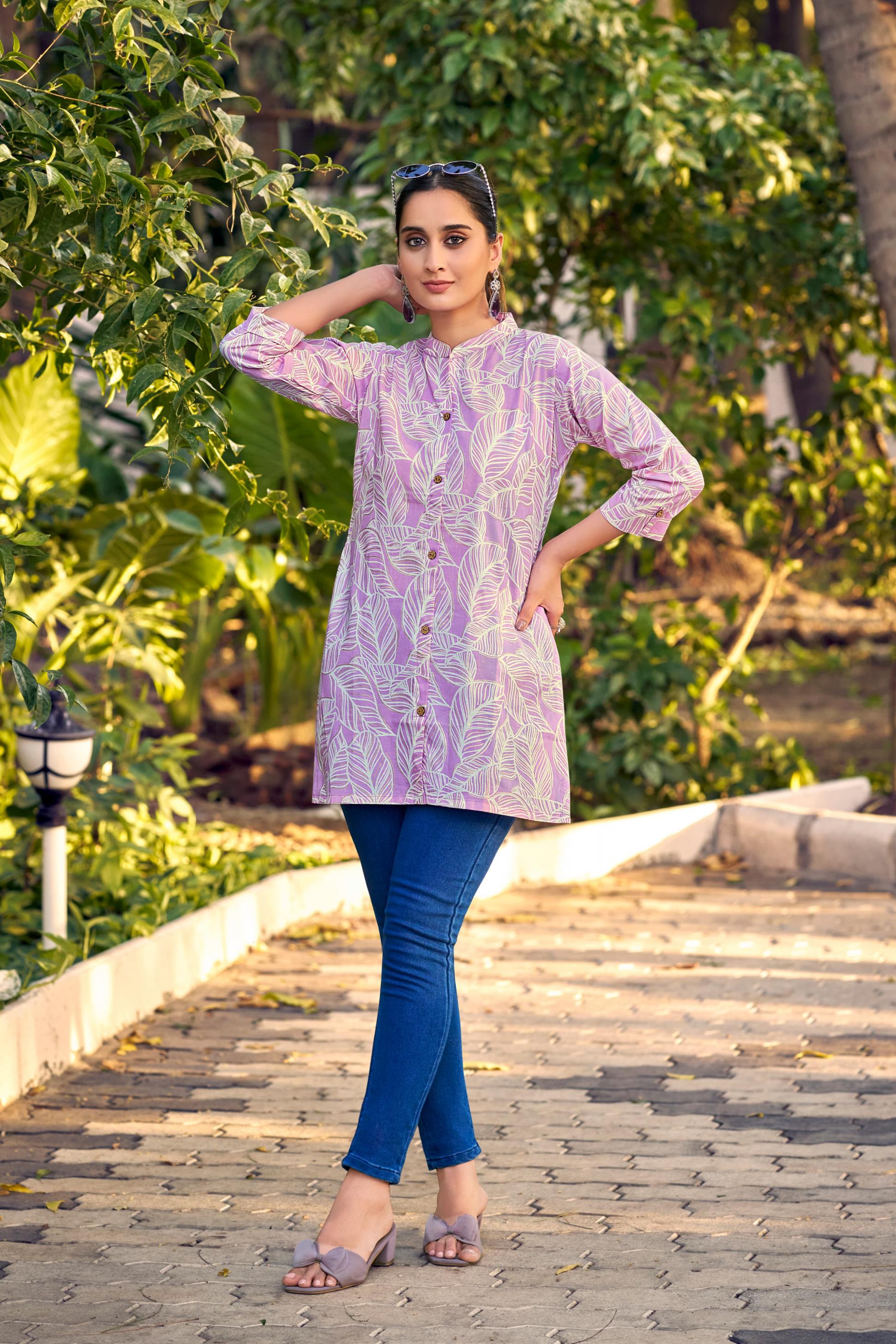 tips And tops launch cotton shorties vol 8 foil printed cotton short kurti
