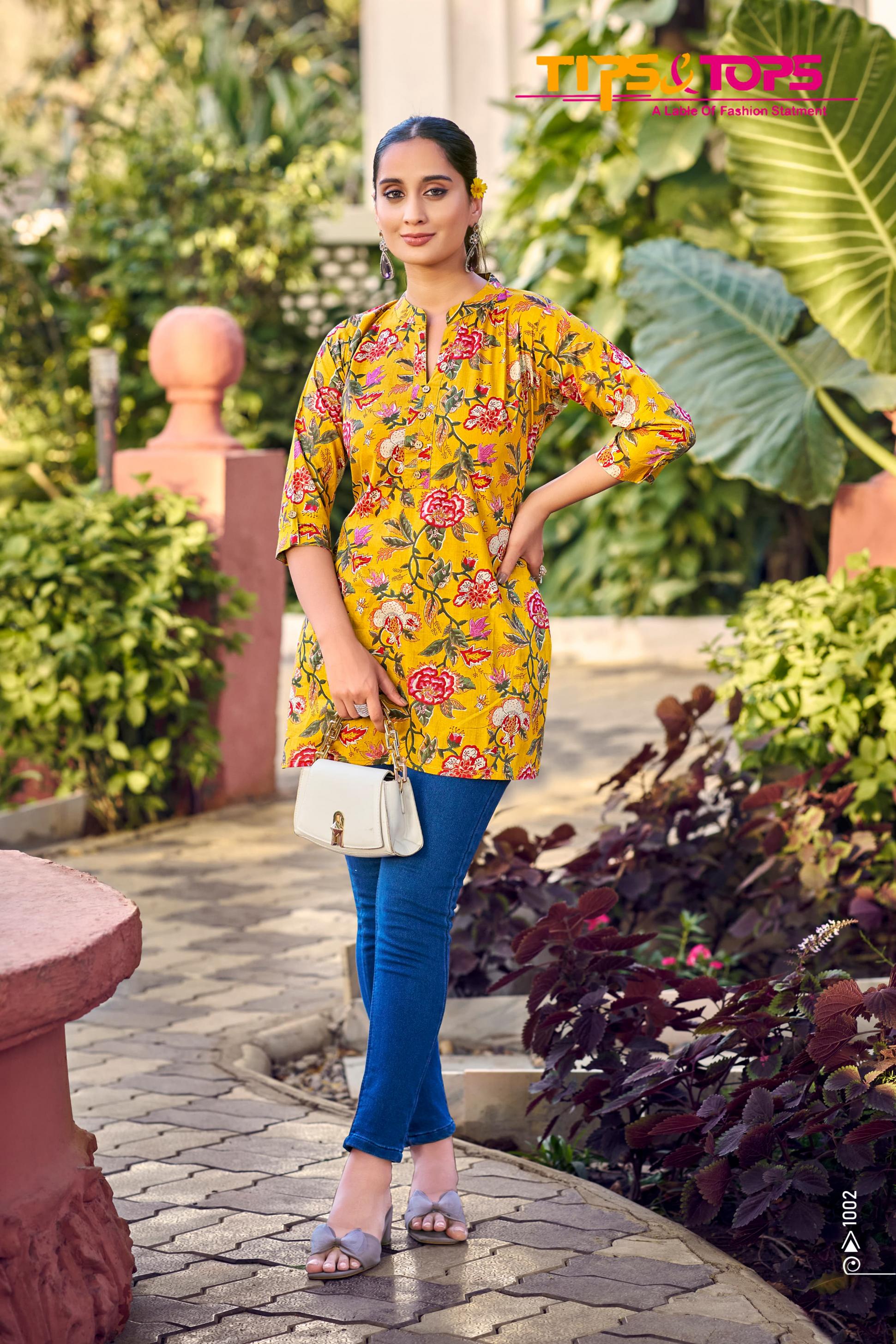tips And tops launch cotton shorties vol 8 foil printed cotton short kurti