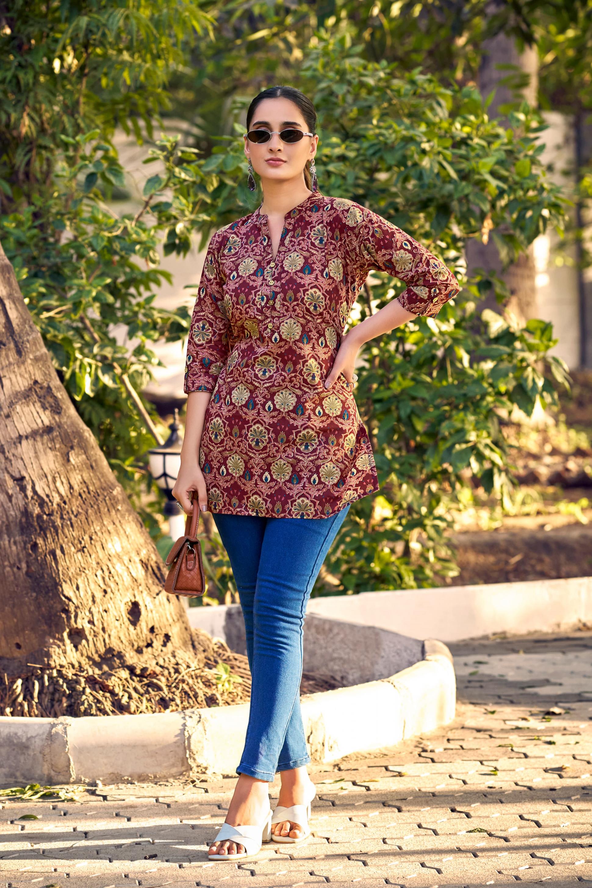 tips And tops launch cotton shorties vol 8 foil printed cotton short kurti