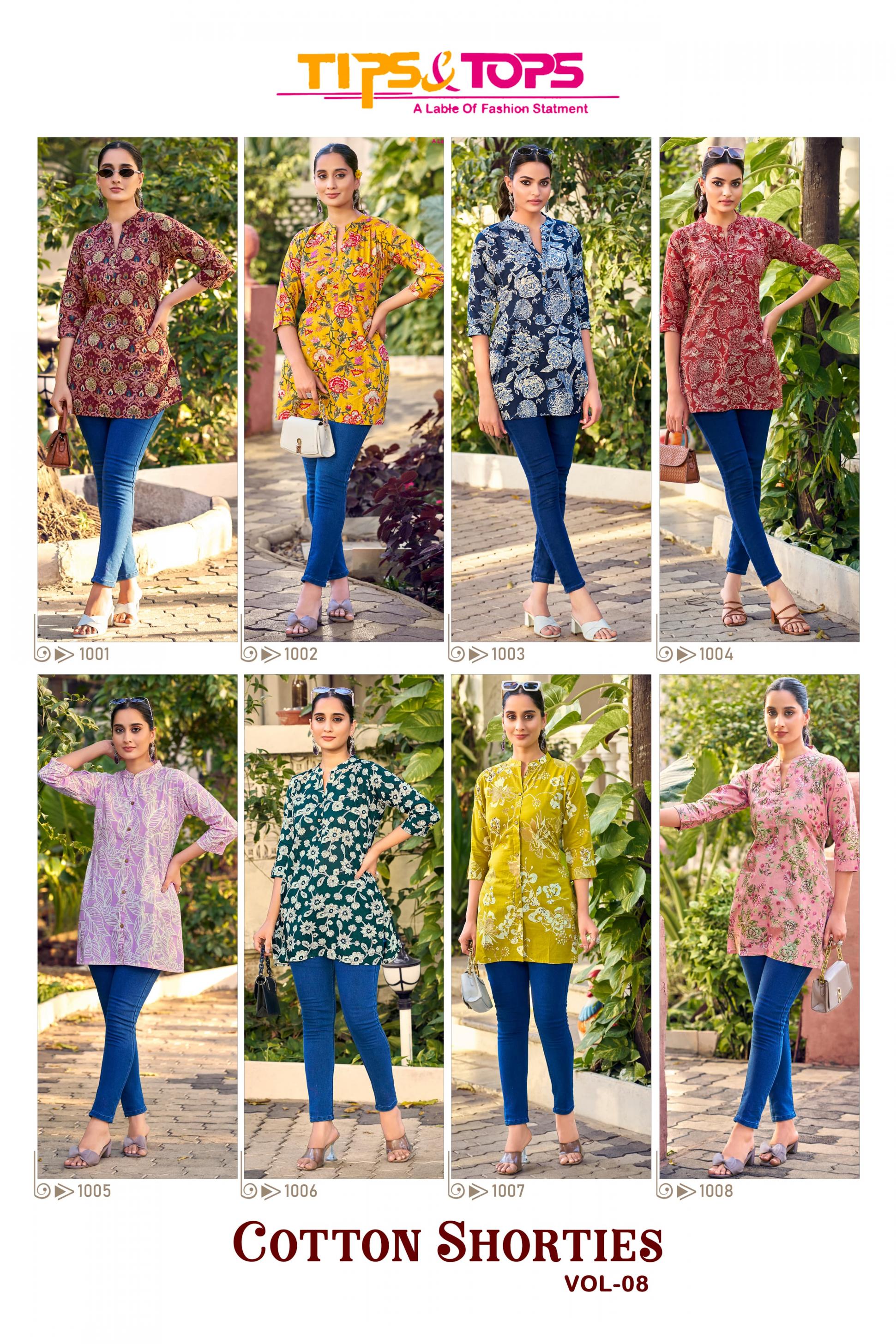 tips And tops launch cotton shorties vol 8 foil printed cotton short kurti