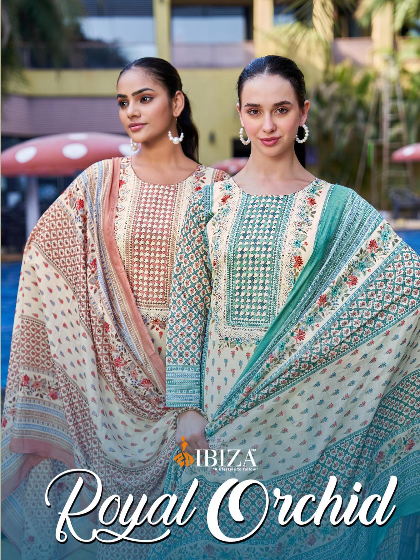 ibiza present royal orchid cotton printed summer special salwar suit