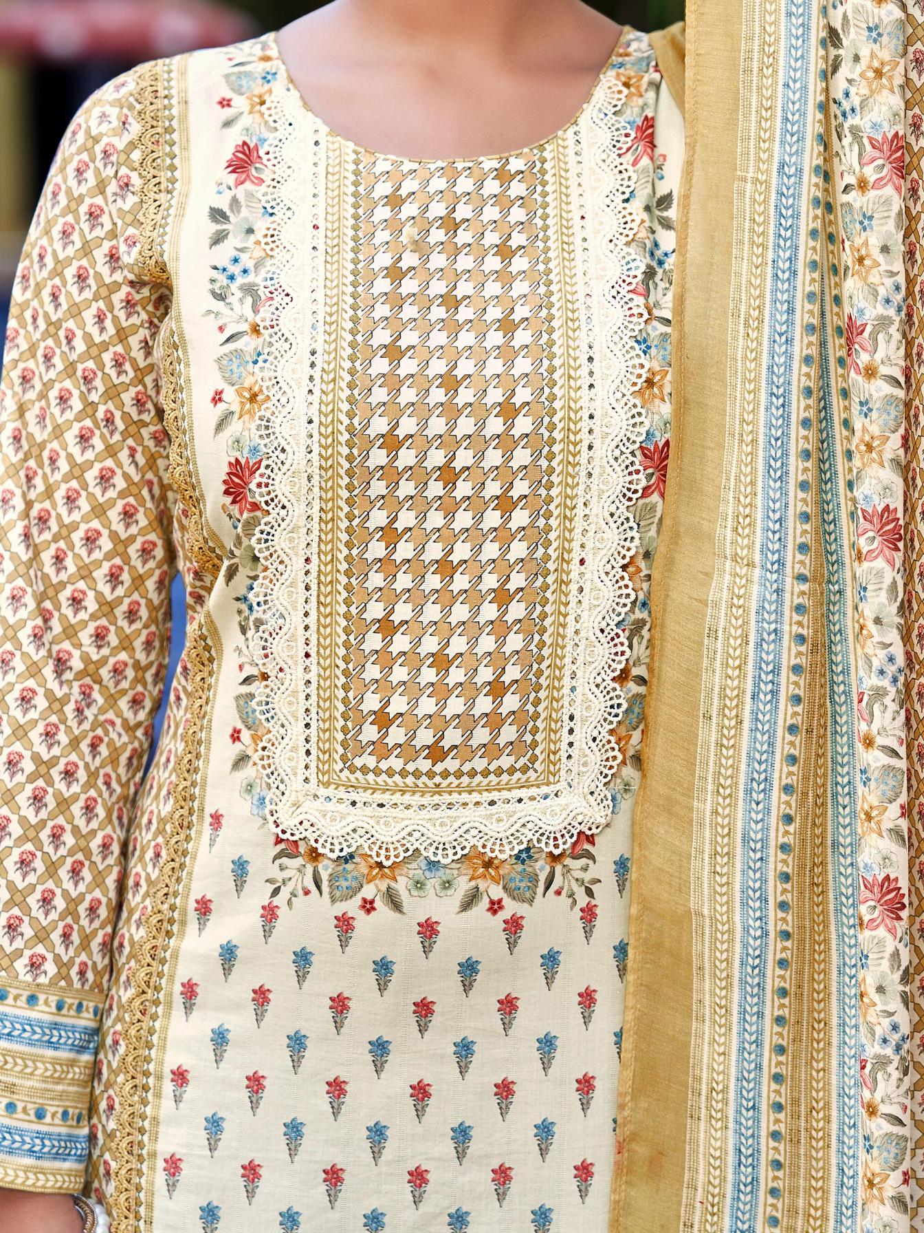 ibiza present royal orchid cotton printed summer special salwar suit