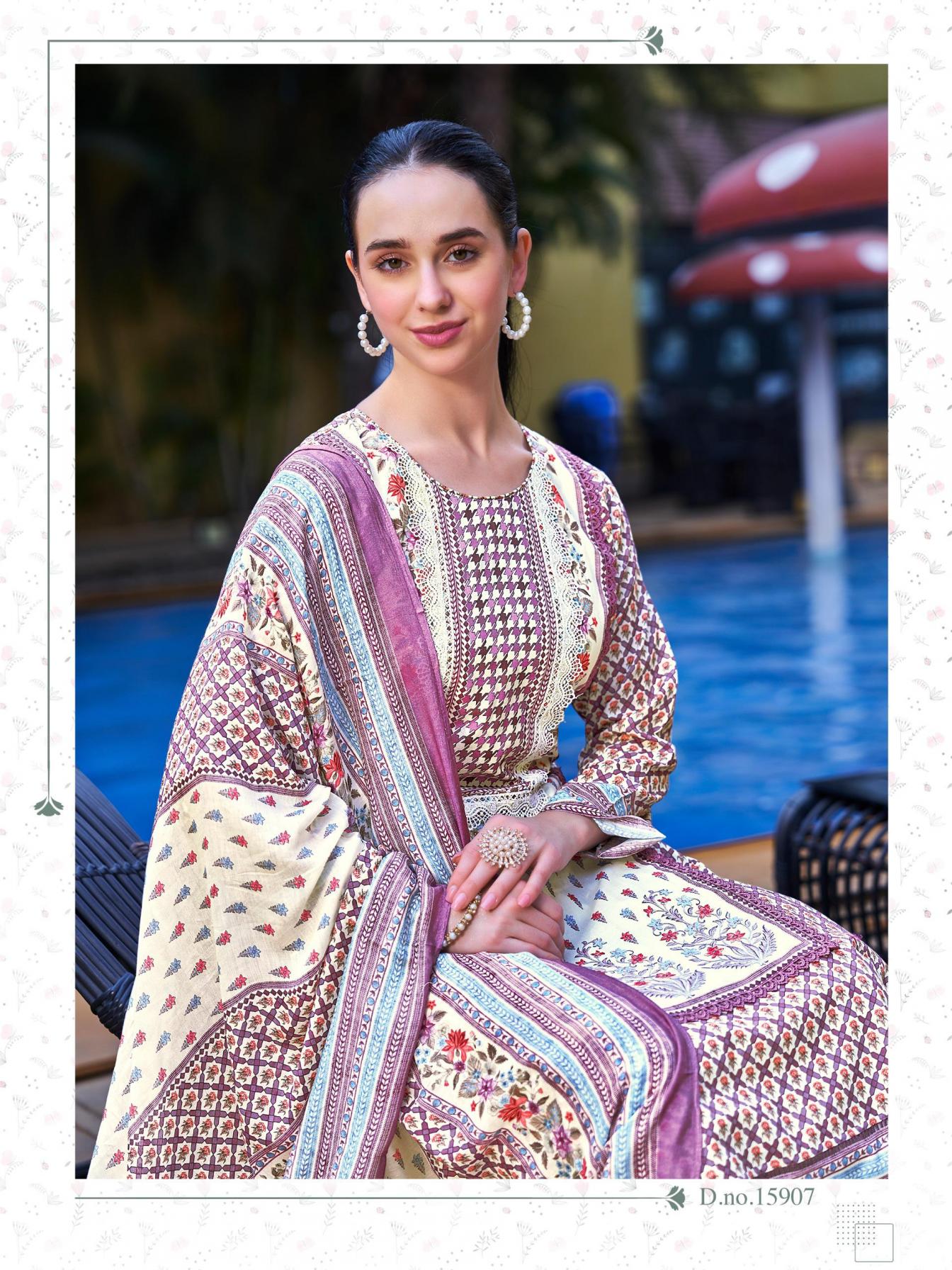 ibiza present royal orchid cotton printed summer special salwar suit