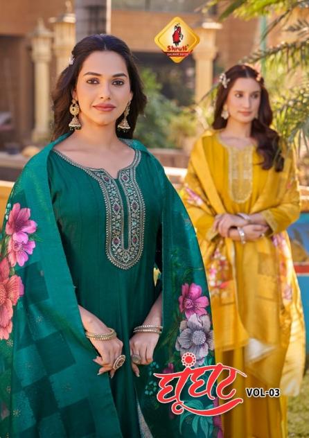 shruti ghunghat vol 3 viscose vichitra silk traditional readymade kurti with dupatta