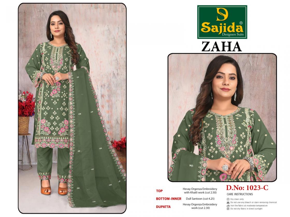 sajida present by zaha vol 2 organza party wear pakistani kurta set