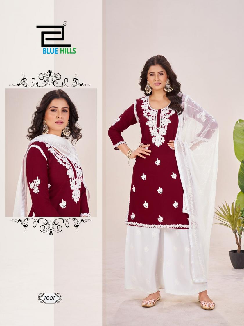 HEER BY BLUE HILLS RAYON READYMADE FASHIONABLE DESIGN PLUS SIZE 3PCS DRESS