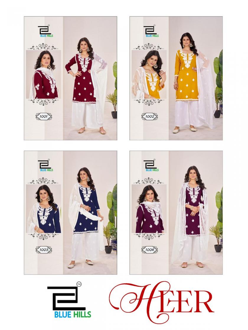 HEER BY BLUE HILLS RAYON READYMADE FASHIONABLE DESIGN PLUS SIZE 3PCS DRESS