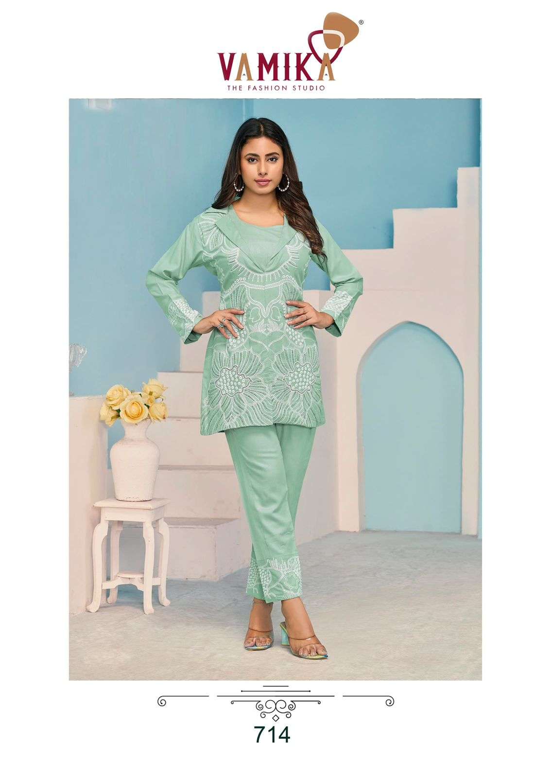 VAMIKA VEERA VOL 3 RAYON READYMADE DESIGNER CO-ORD SETS