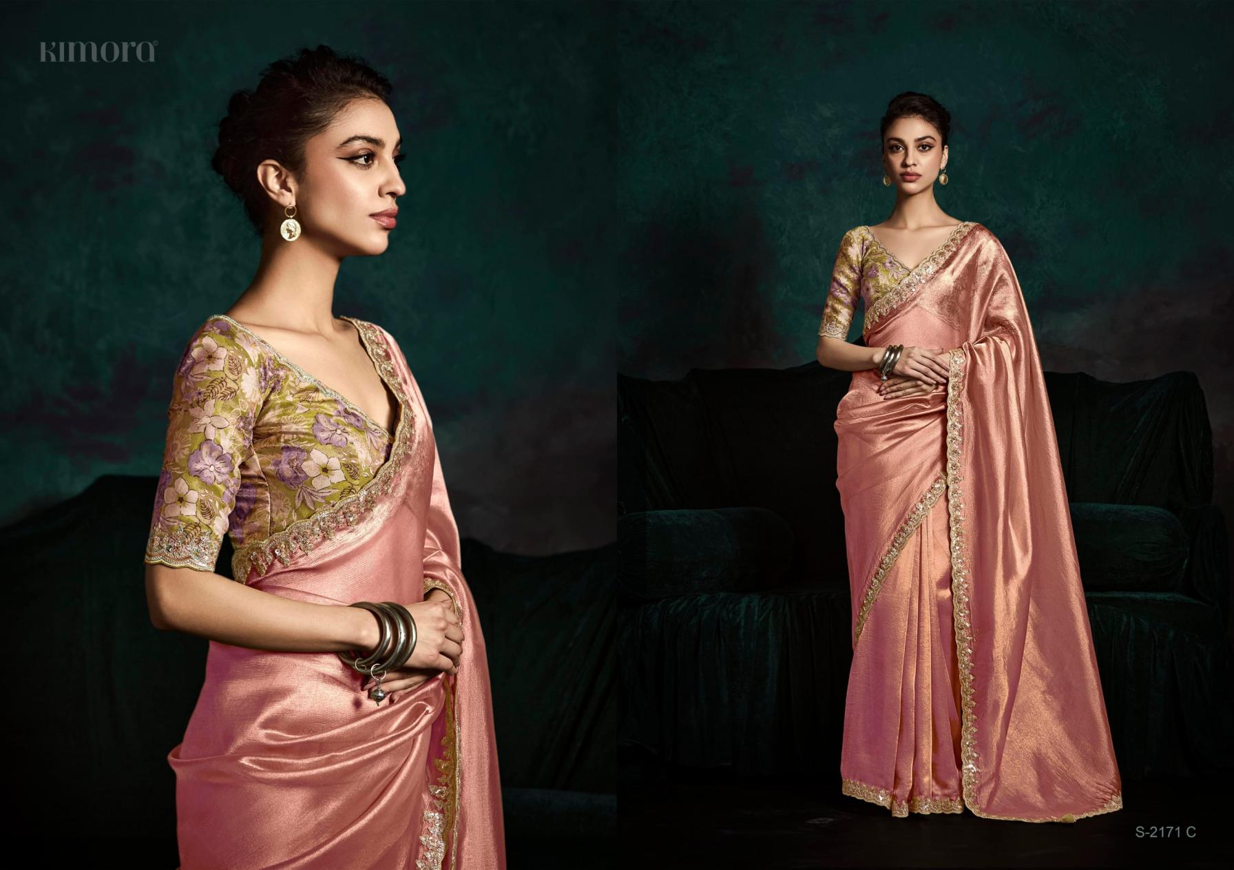 RANGAT S-2171 COLOURS BY KIMORA BEAUTIFIED PARTY WEAR SAREE WHOLESALER