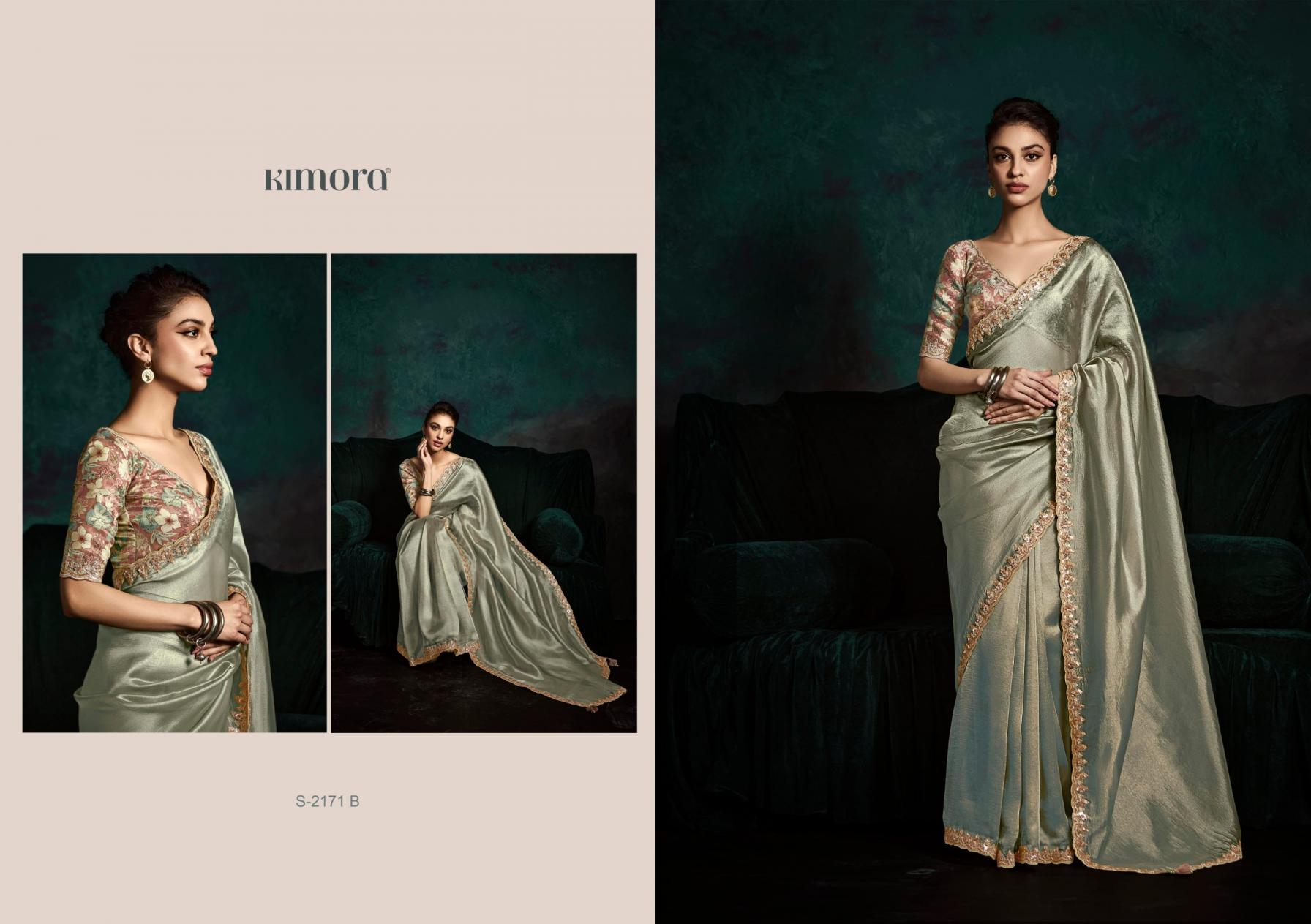 RANGAT S-2171 COLOURS BY KIMORA BEAUTIFIED PARTY WEAR SAREE WHOLESALER