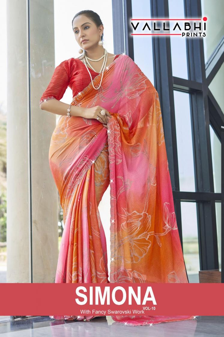 VALLABHI PRINT SIMONA VOL 10 SUMMER SPECIAL MOSS CHIFFON BEAUTIFUL SAREES