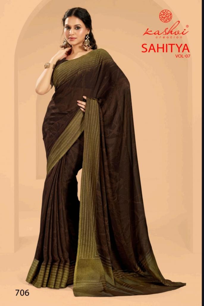 KASHVI CREATION SAHITYA VOL 7 DULL MOSS PRINT BEST SAREE ONLINE