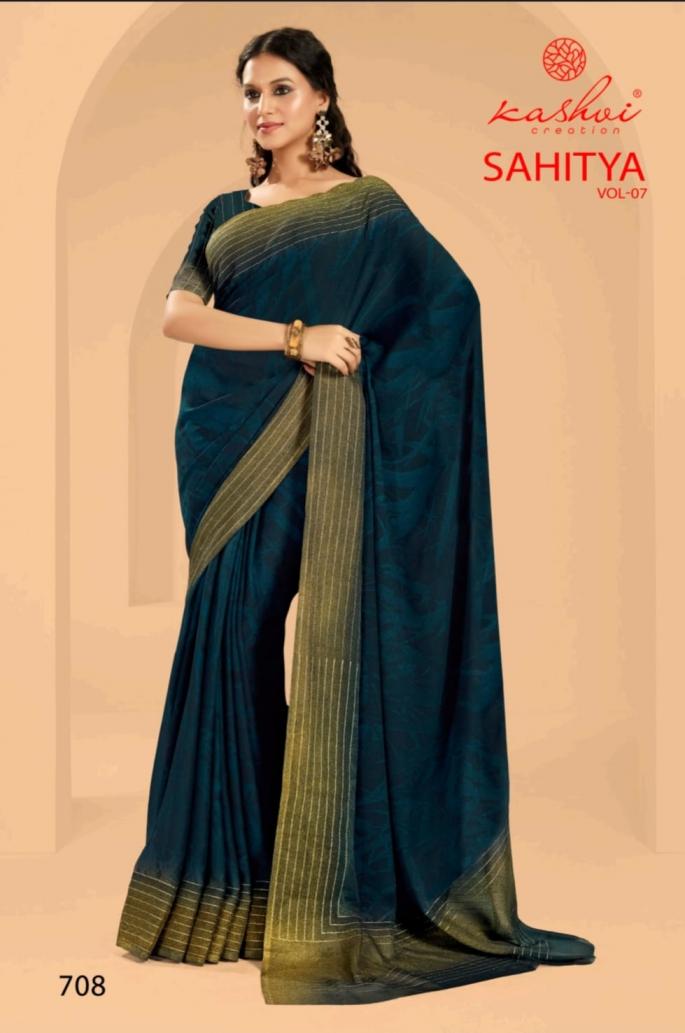 KASHVI CREATION SAHITYA VOL 7 DULL MOSS PRINT BEST SAREE ONLINE
