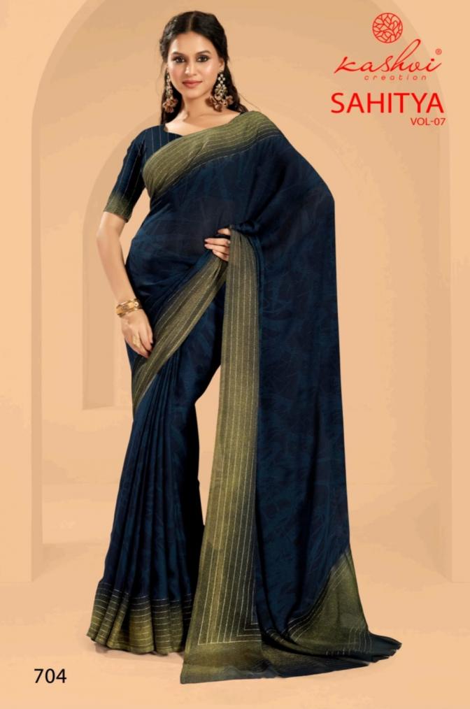 KASHVI CREATION SAHITYA VOL 7 DULL MOSS PRINT BEST SAREE ONLINE