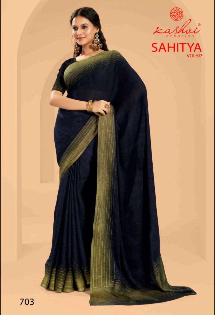 KASHVI CREATION SAHITYA VOL 7 DULL MOSS PRINT BEST SAREE ONLINE