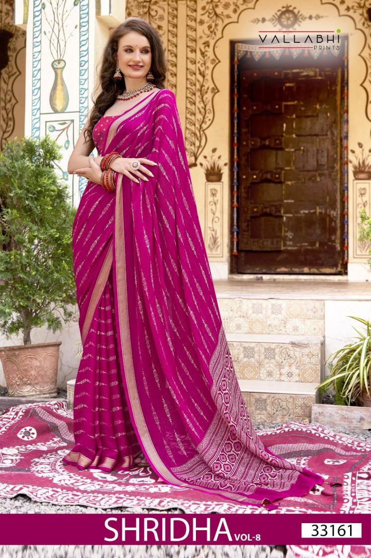 SHRIDHA VOL 8 BY VALLABHI PRINT 33161-33166 SERIES FANCY MOSS GEORGETTE SAREES