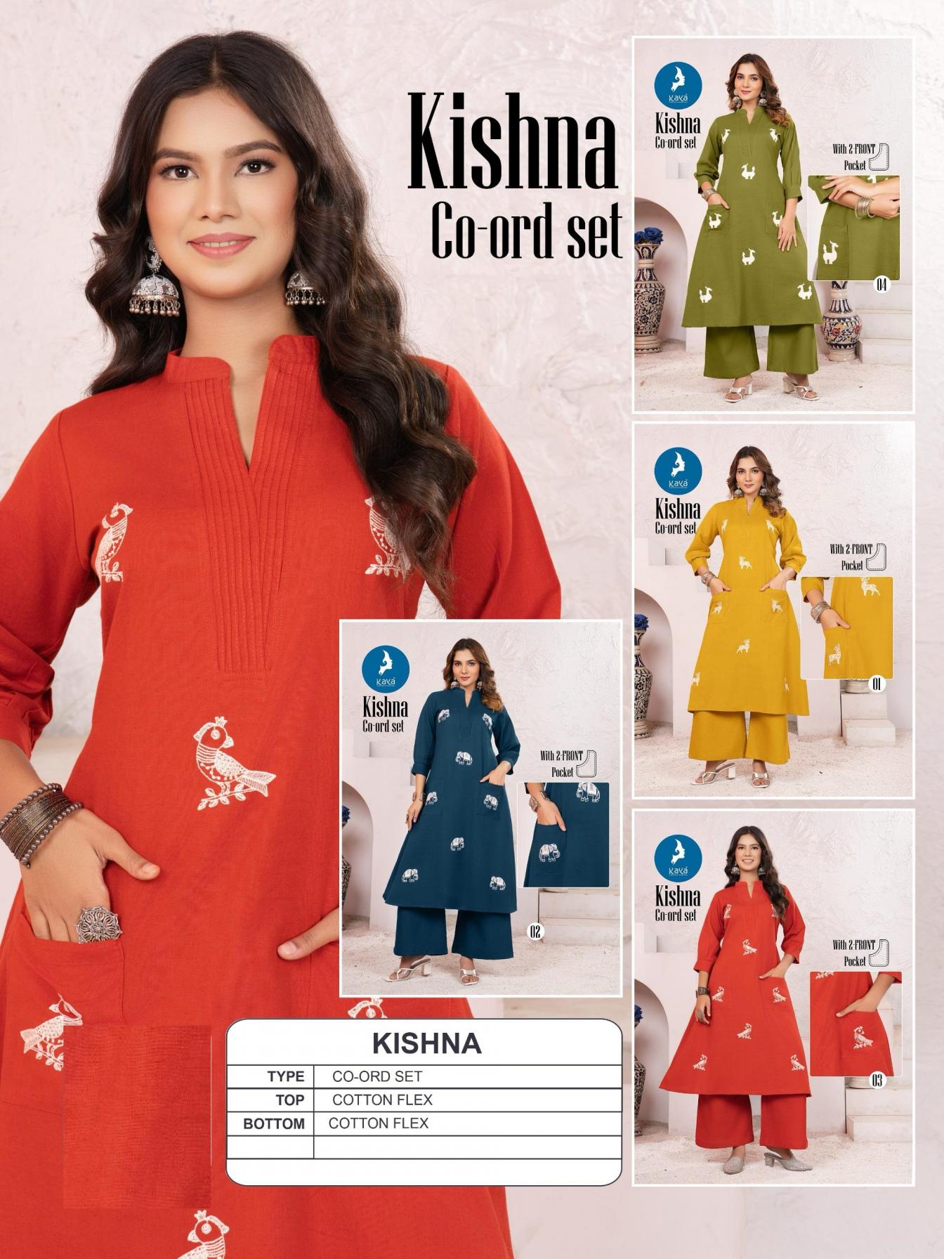 KISHNA BY KAYA COTTON FLEX READYMADE STYLISH CO-ORD SETS SUPPLIER