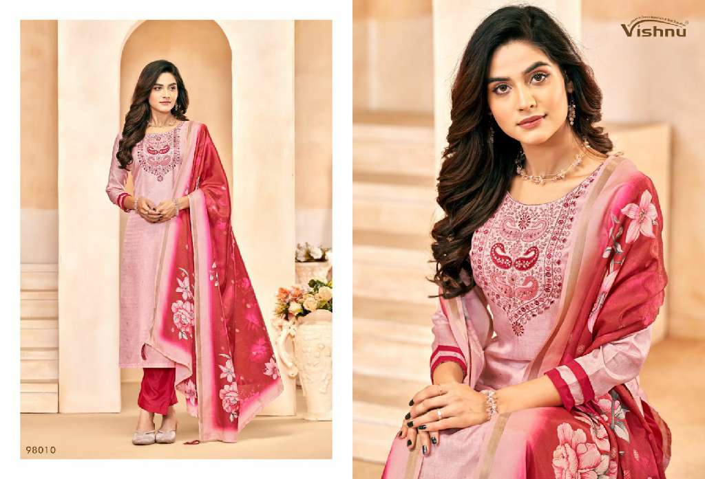 Vishnu Muskaan Wholesale Tusser Silk With Work Trendy look Dress Material