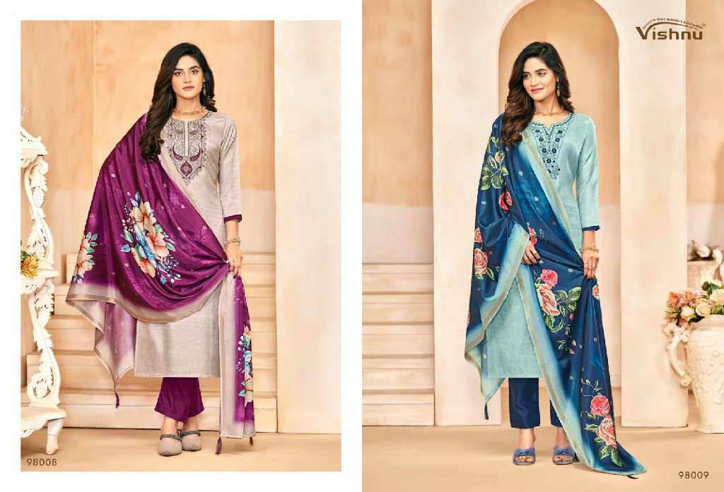 Vishnu Muskaan Wholesale Tusser Silk With Work Trendy look Dress Material