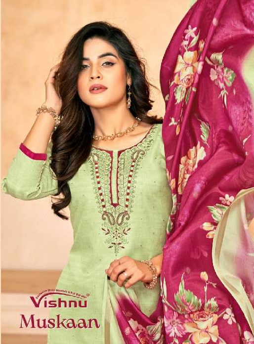 Vishnu Muskaan Wholesale Tusser Silk With Work Trendy look Dress Material