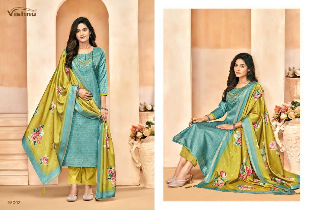 Vishnu Muskaan Wholesale Tusser Silk With Work Trendy look Dress Material