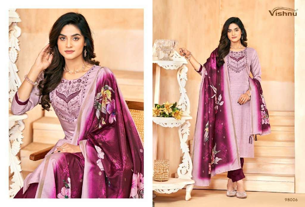 Vishnu Muskaan Wholesale Tusser Silk With Work Trendy look Dress Material