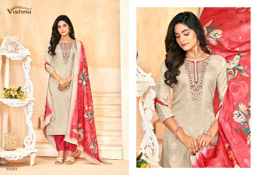 Vishnu Muskaan Wholesale Tusser Silk With Work Trendy look Dress Material