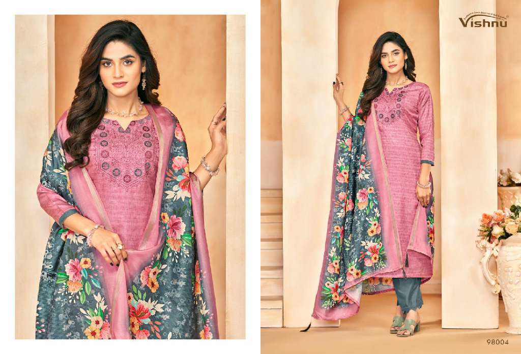 Vishnu Muskaan Wholesale Tusser Silk With Work Trendy look Dress Material