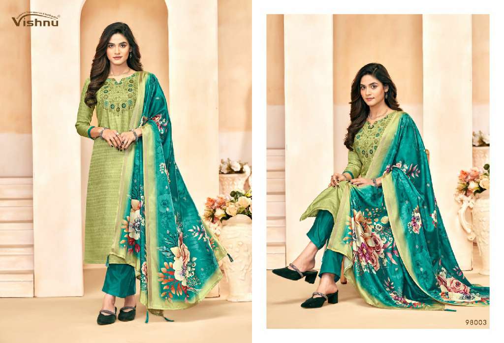 Vishnu Muskaan Wholesale Tusser Silk With Work Trendy look Dress Material