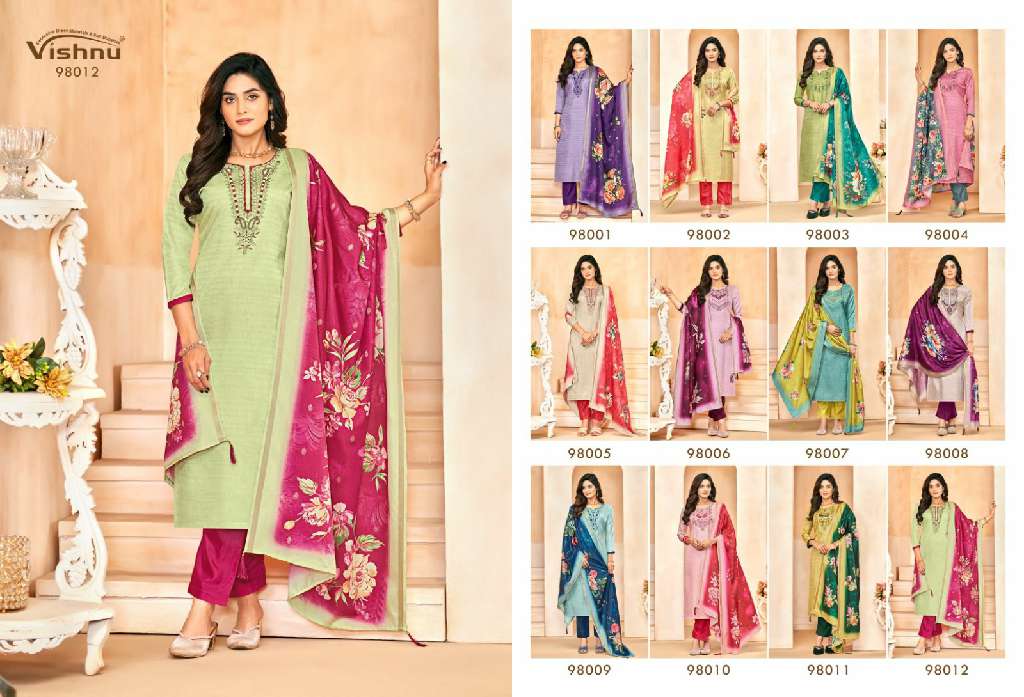 Vishnu Muskaan Wholesale Tusser Silk With Work Trendy look Dress Material