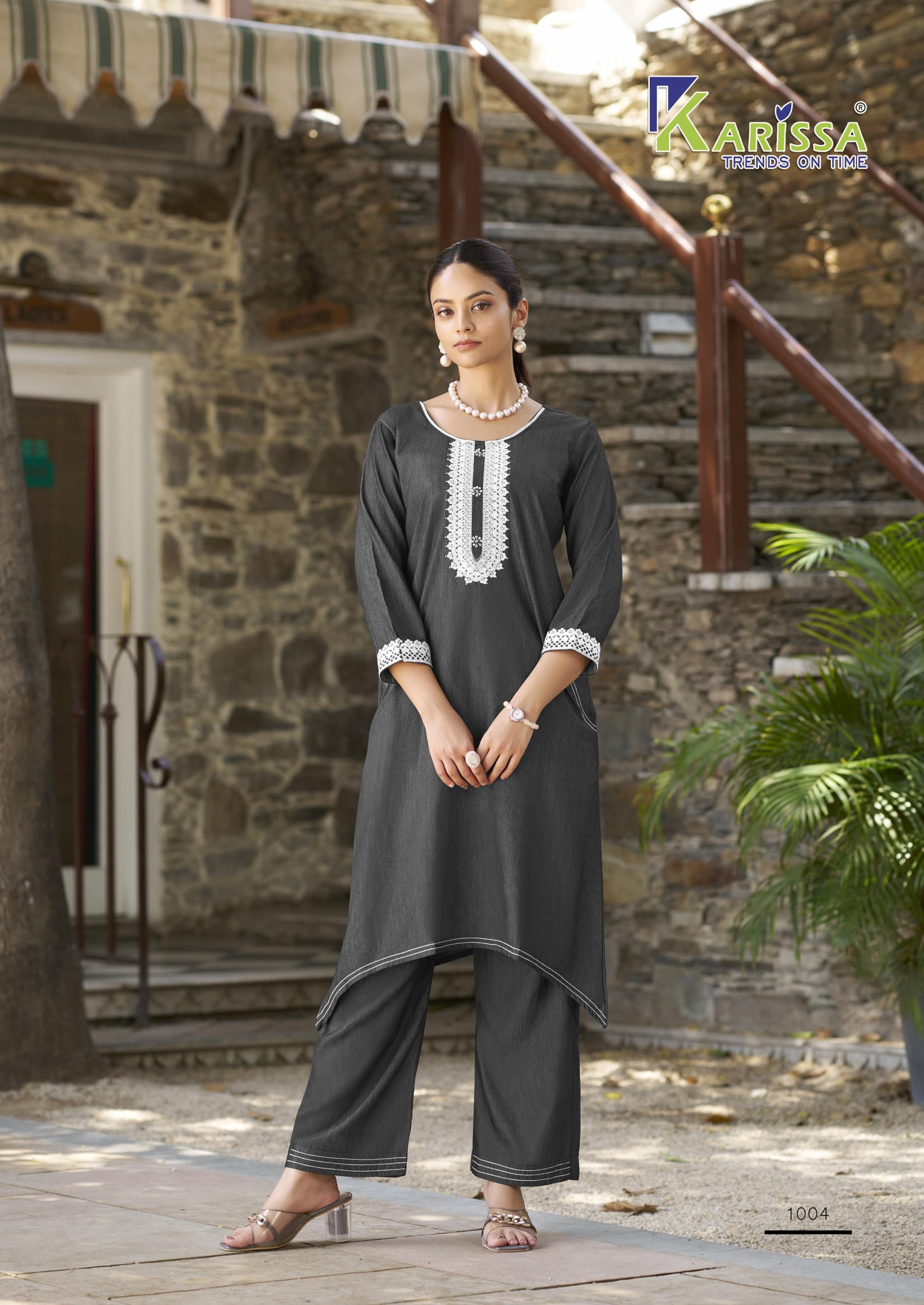 KARISSA ADITI DENIM FISH CUT UNIQUE COLOURS FULLY STITCH KURTI WITH PANT