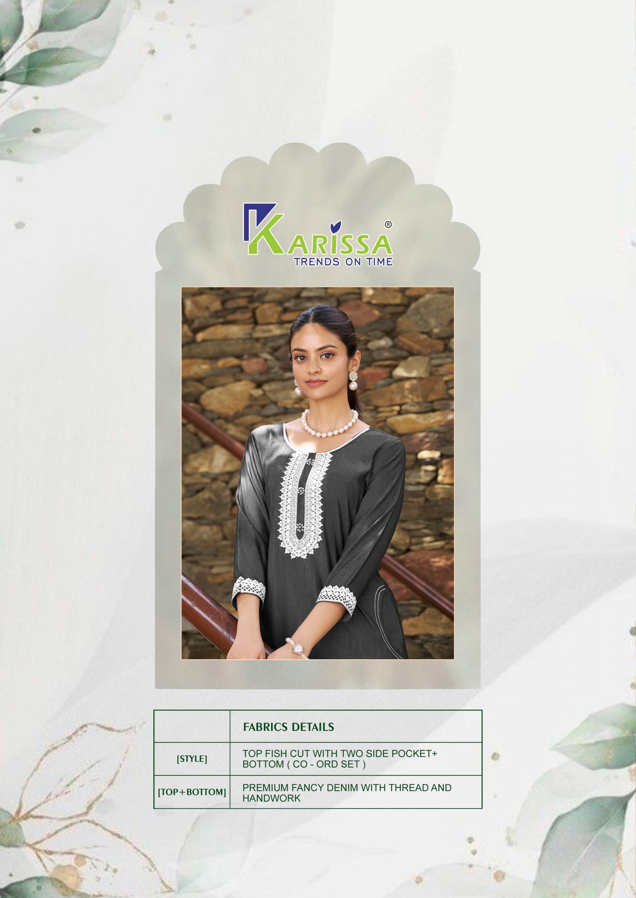 KARISSA ADITI DENIM FISH CUT UNIQUE COLOURS FULLY STITCH KURTI WITH PANT