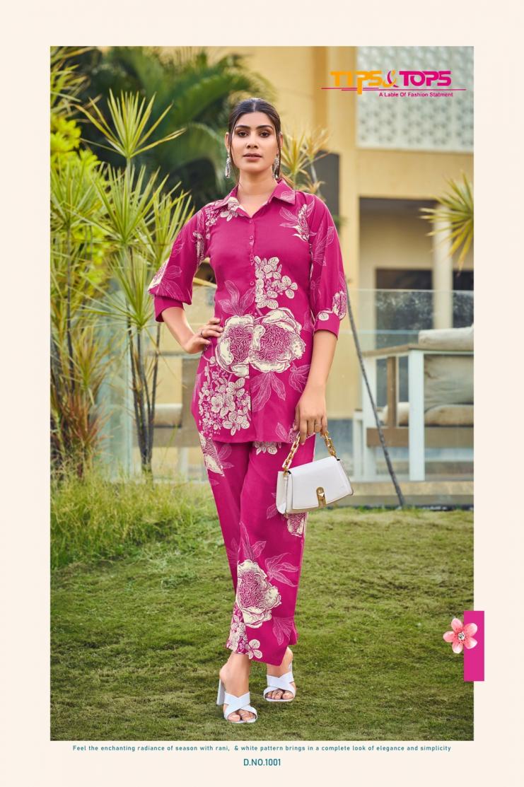 TIPS AND TOPS LIFESTYLE RAYON SHOP TRENDY FULL STITCH CO-ORD SETS
