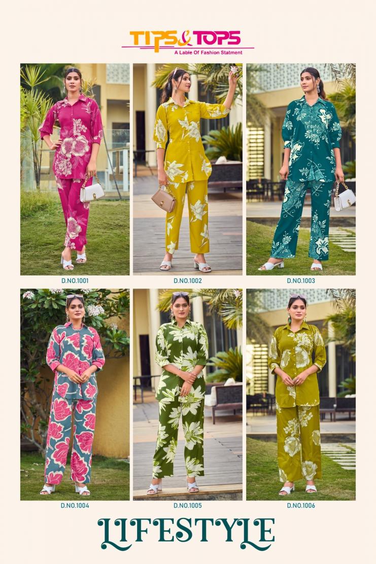 TIPS AND TOPS LIFESTYLE RAYON SHOP TRENDY FULL STITCH CO-ORD SETS