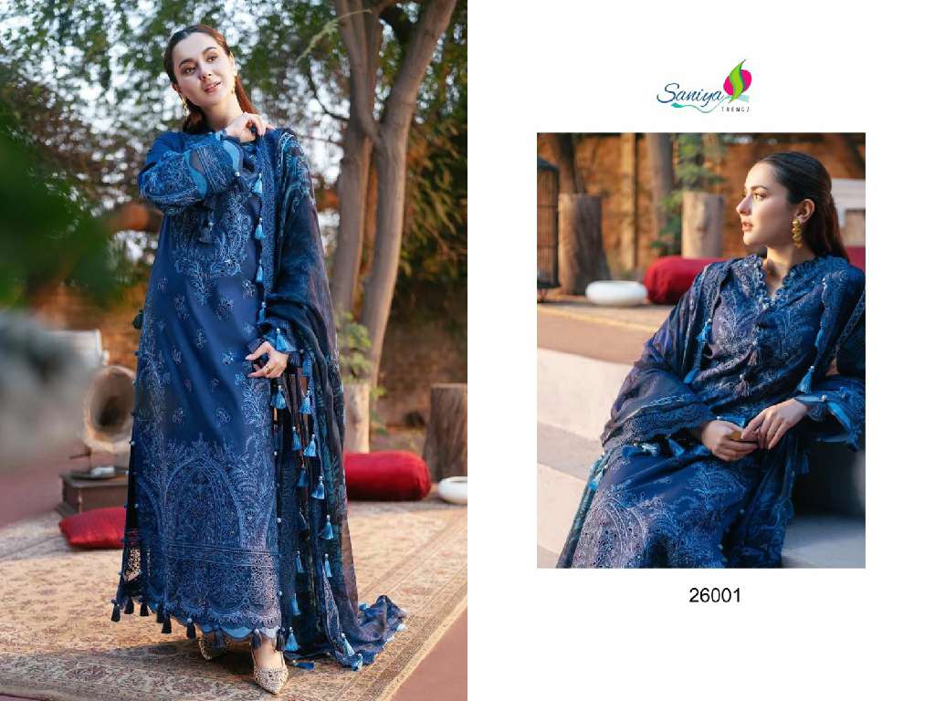 SANIYA TRENDZ OMBRE VOL-26 WHOLESALE COTTON WITH CHIKANKARI EMBROIDERED PAKISTANI SUITS