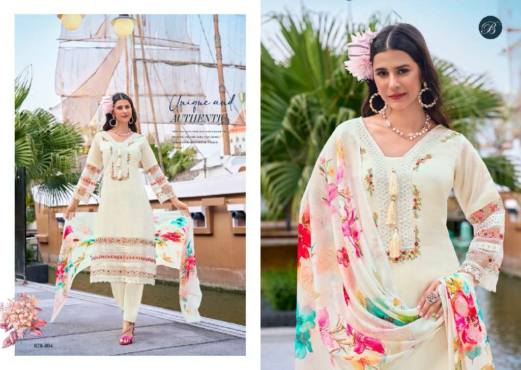BELLIZA LAUNCH MAJESTIC WHOLESALE PURE ROMAN SILK WITH HEAVY EMBROIDERY 3PCS DRESS MATERIAL