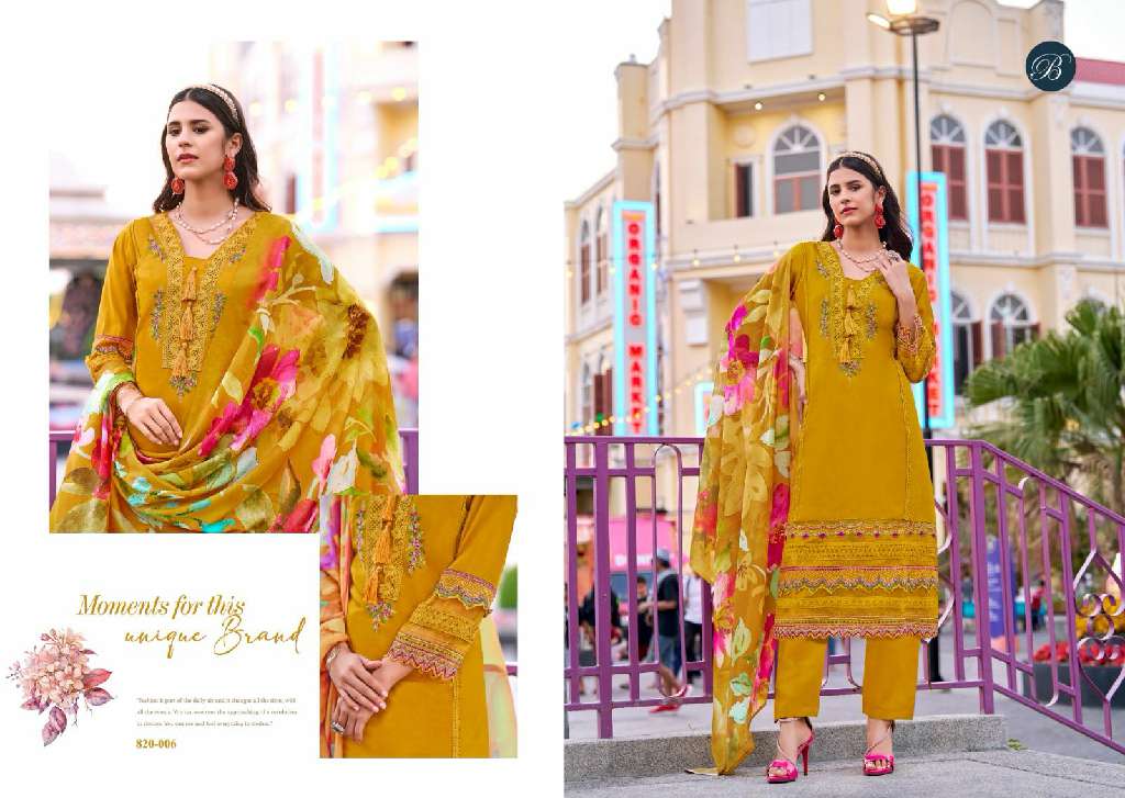 BELLIZA LAUNCH MAJESTIC WHOLESALE PURE ROMAN SILK WITH HEAVY EMBROIDERY 3PCS DRESS MATERIAL