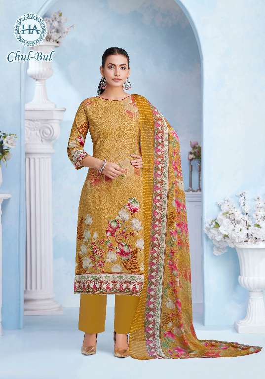 HARSHIT CHUL BUL WHOLESALE PURE CAMBRIC DESIGNER PRINT WITH WORK SUITS