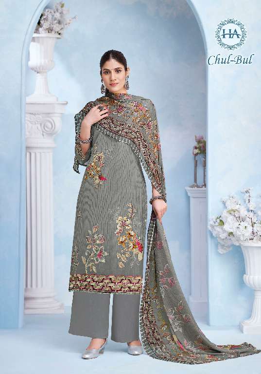 HARSHIT CHUL BUL WHOLESALE PURE CAMBRIC DESIGNER PRINT WITH WORK SUITS