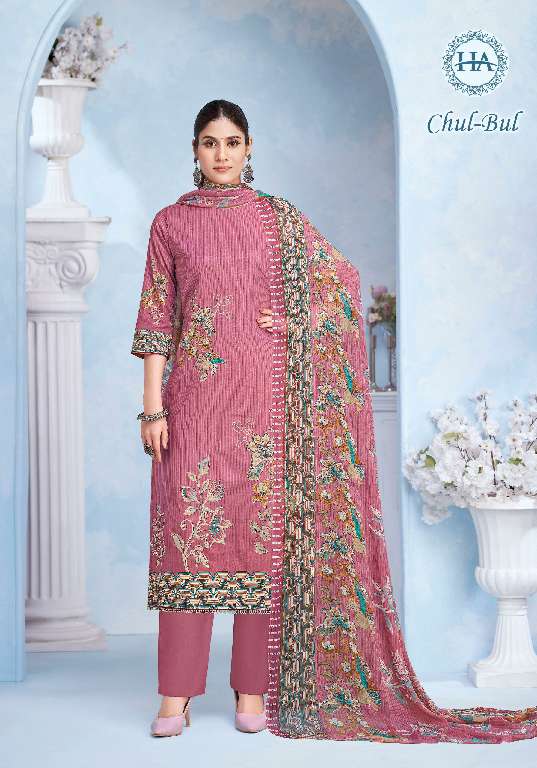 HARSHIT CHUL BUL WHOLESALE PURE CAMBRIC DESIGNER PRINT WITH WORK SUITS
